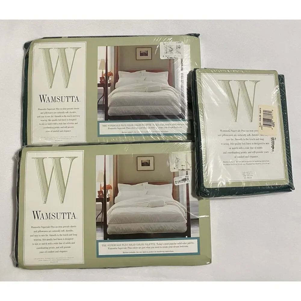 Wamsutta Supercale Plus Full Sheet Set 200 Thread Count Hunter Green Made in USA